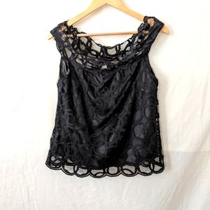Kenar Black Lace Sleeveless Bateau Neckline Blouse.  Size 8